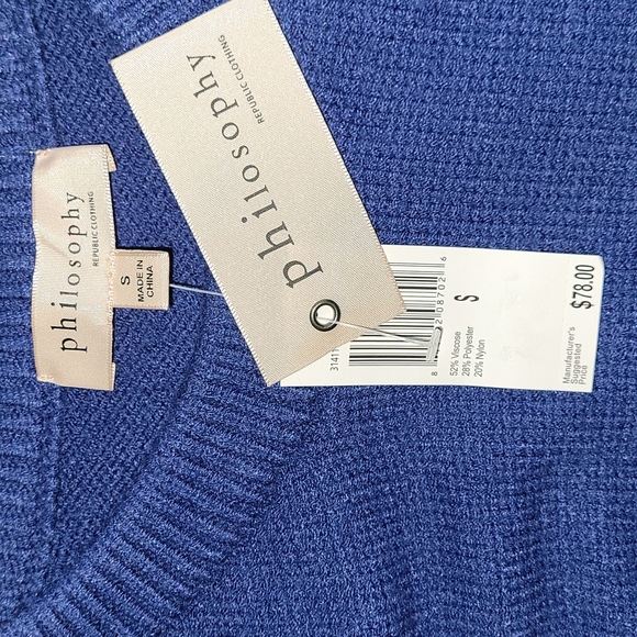 Philosophy Drop Shoulder Crewneck Sweater, Small, Blue, NWT - Picture 8 of 10